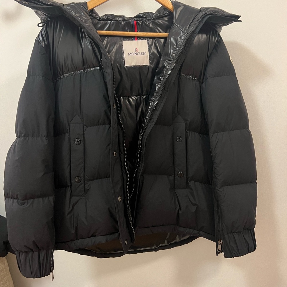 Moncler Black Quilted Puffer Jacket with Hood